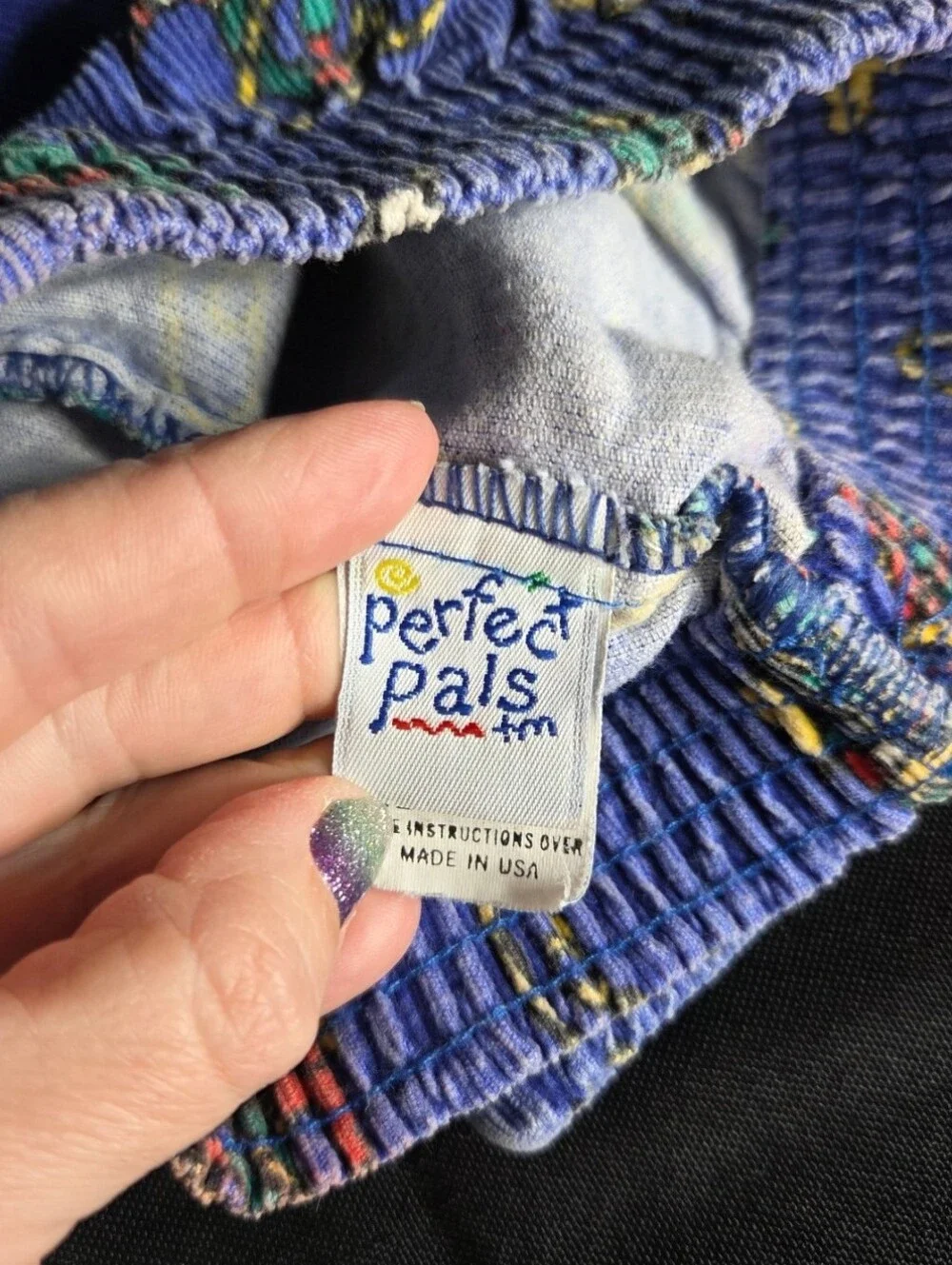 Vintage Perfect Pals Blue Corduroy Cowboy & Indians Pants 12 Mo